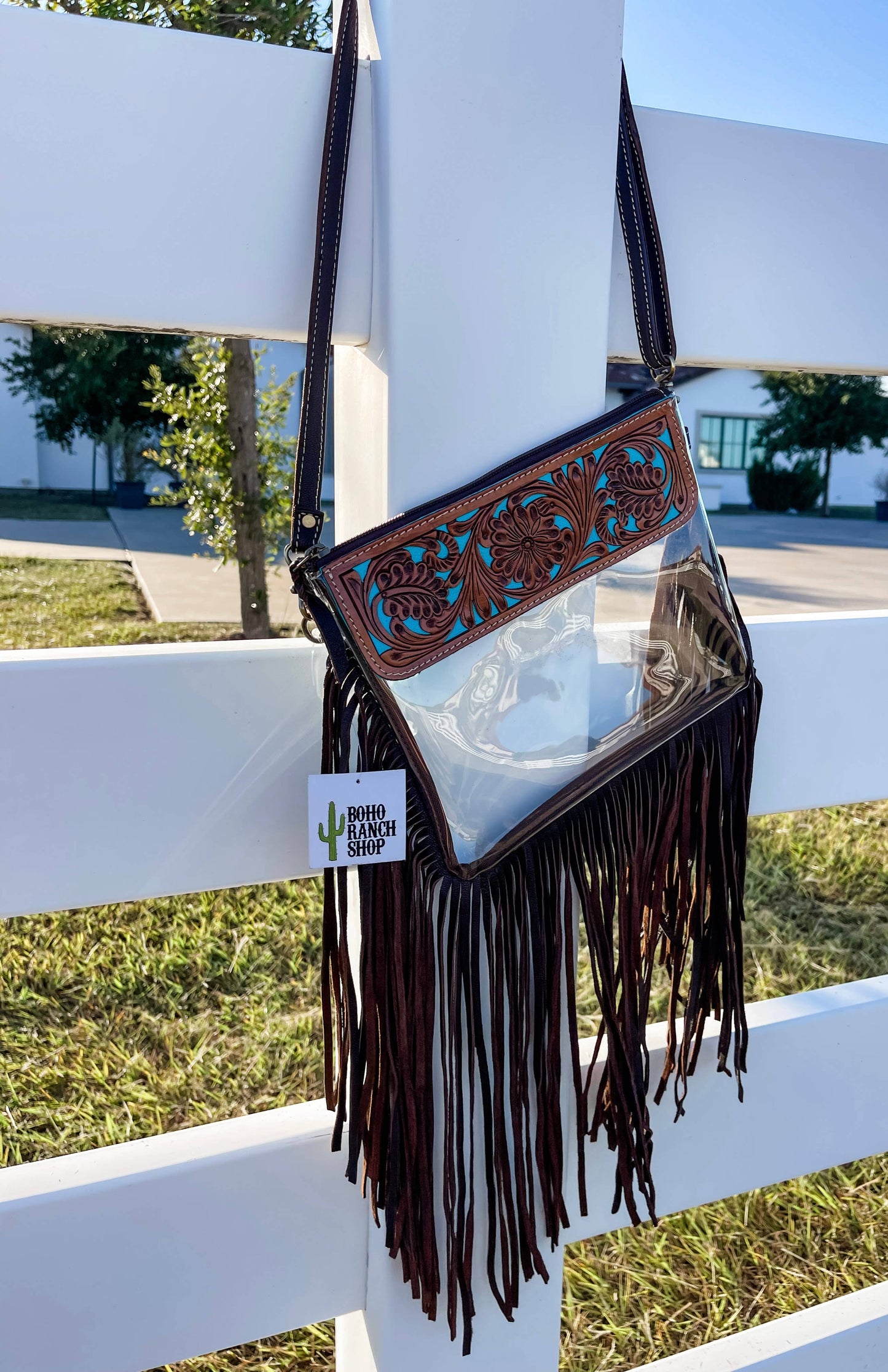 Boho Ranch Shop - Hand Tooled Clear Purse Crossbody - Concert Game Day Stadium