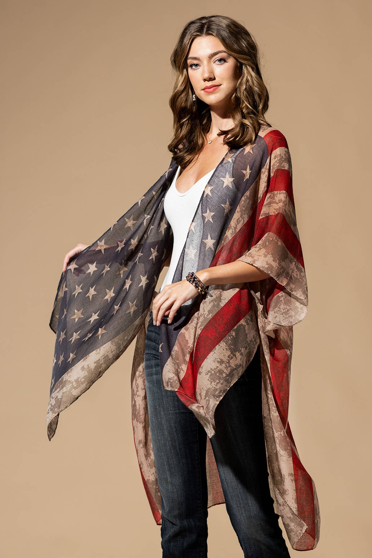 Urbanista - Vintage Inspired USA Print Kimono