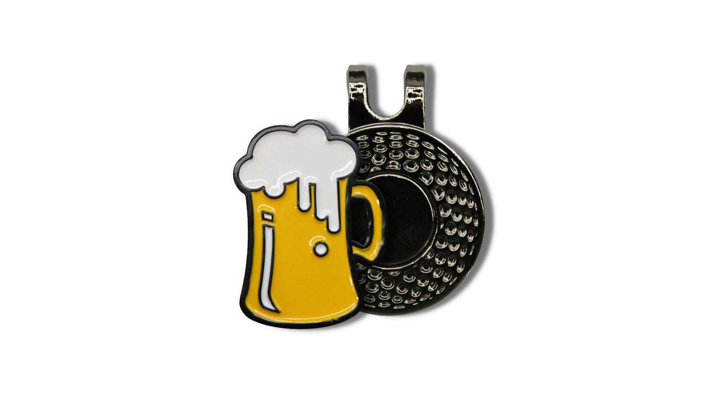 Beer Mug Golf Ball Marker+Magnetic Hat Clip, Golf Gift