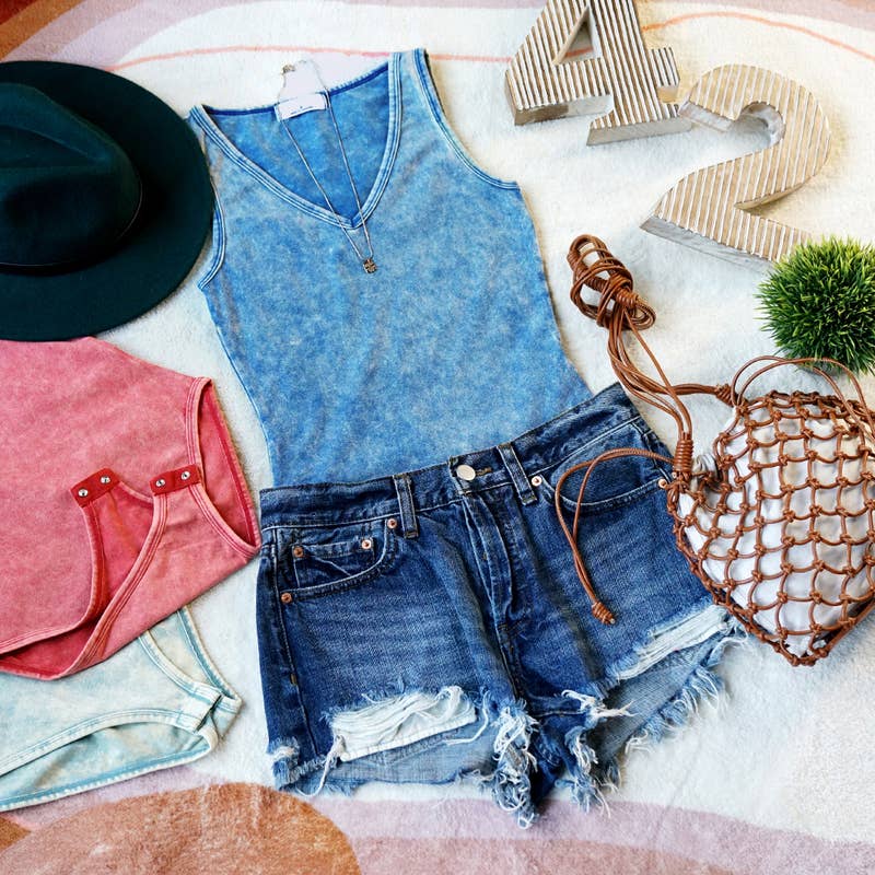 42POPS - `.Washed & Solid Cotton Bodysuit w/Snap Button closure