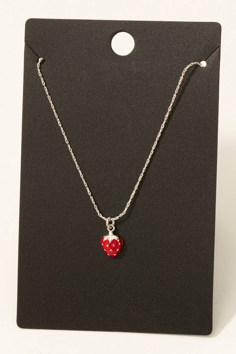 Fame Accessories - Gold Dipped Epoxy Strawberry Pendant Necklace