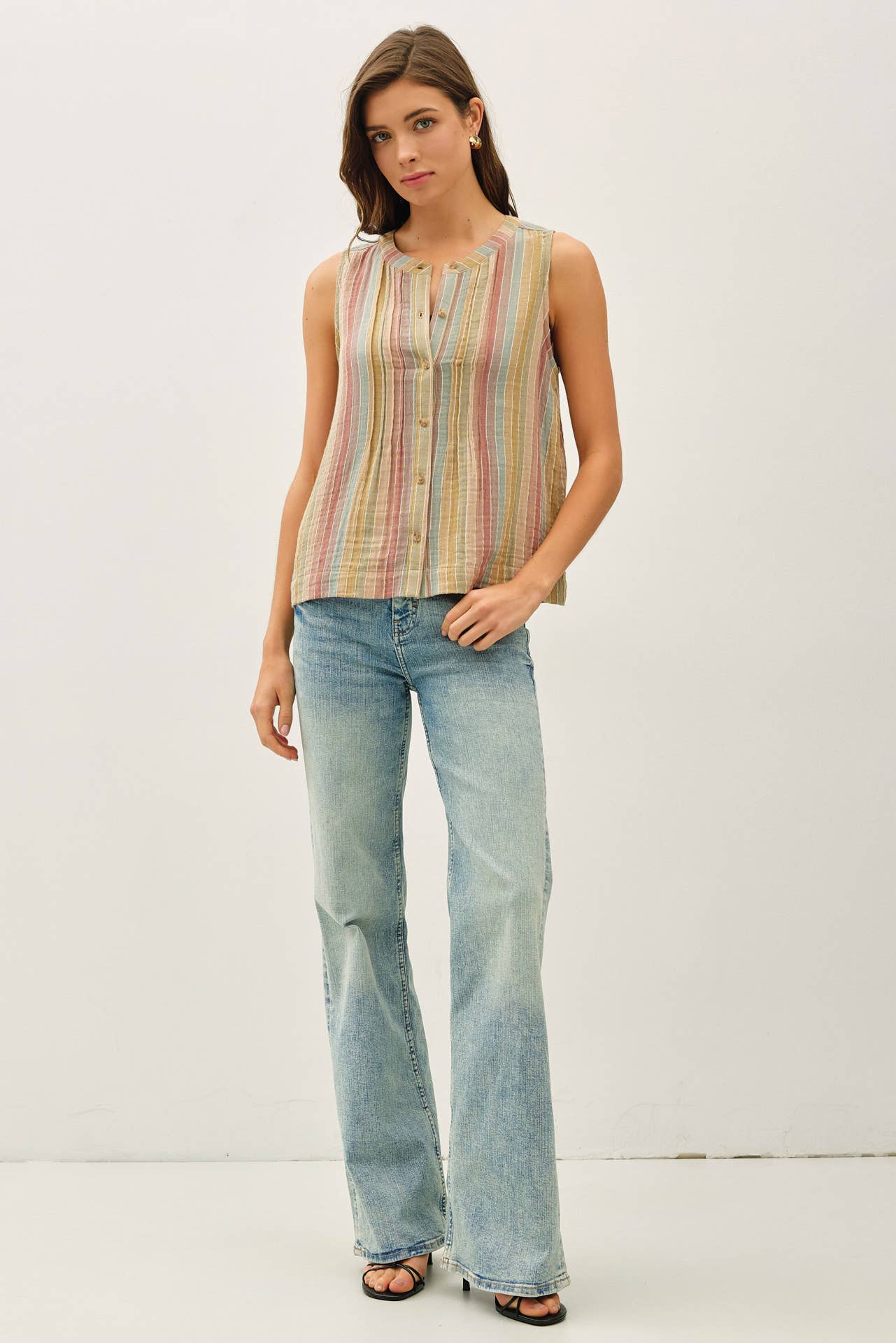 Be Cool - MULTI COLOR STRIPED GAUZE TOP