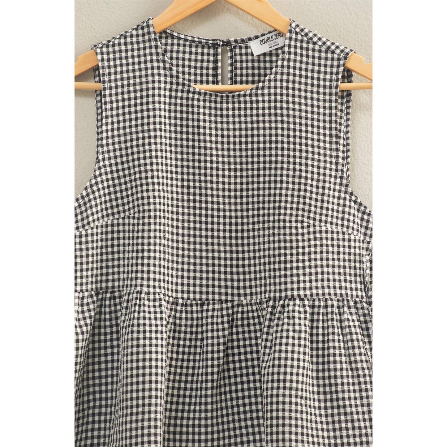 HYFVE - Gingham Sleeveless Peplum Top With Side Ties