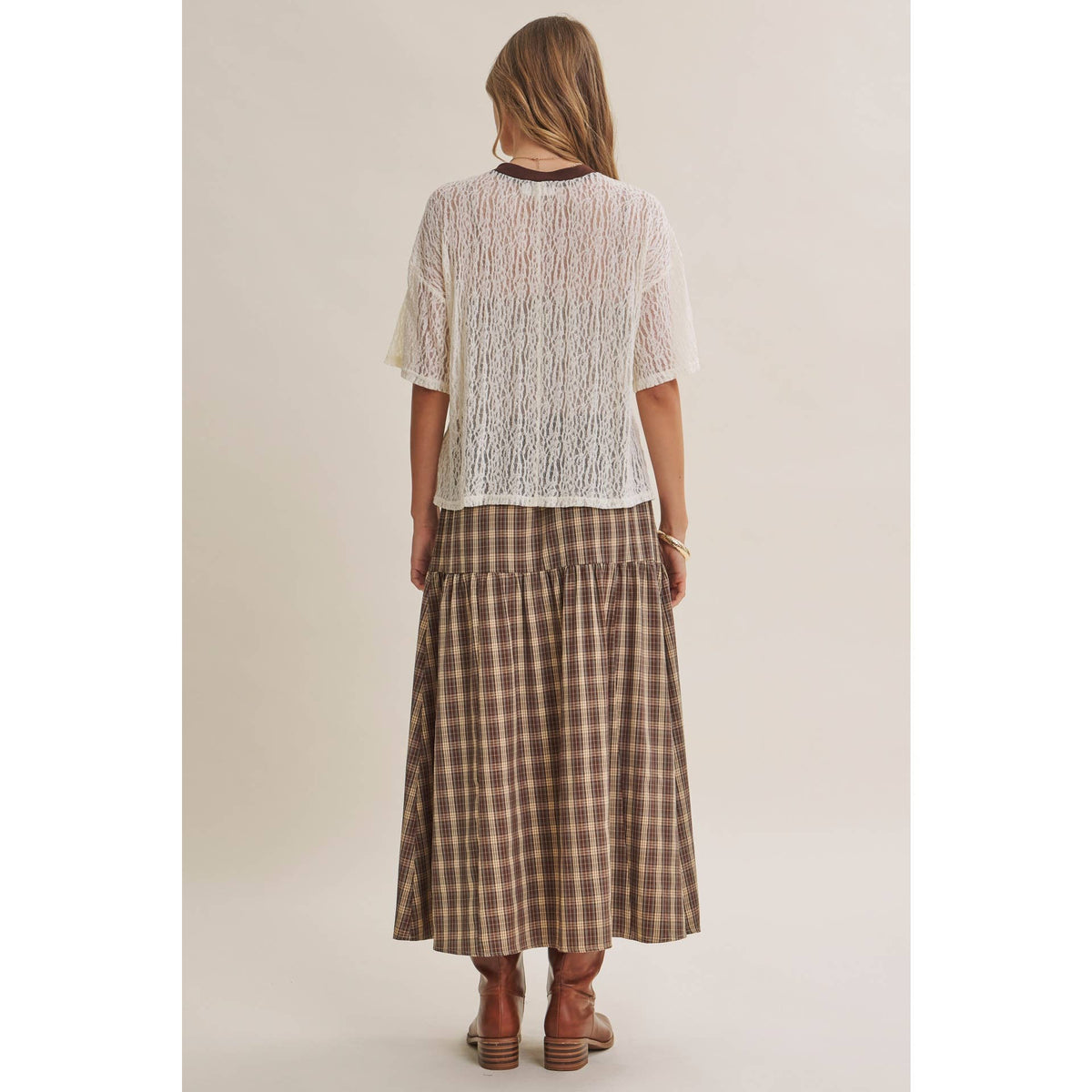 in february - WESTERN INSPIRED HOWDY COWBOY GRAPHIC SHEER LACE TOP