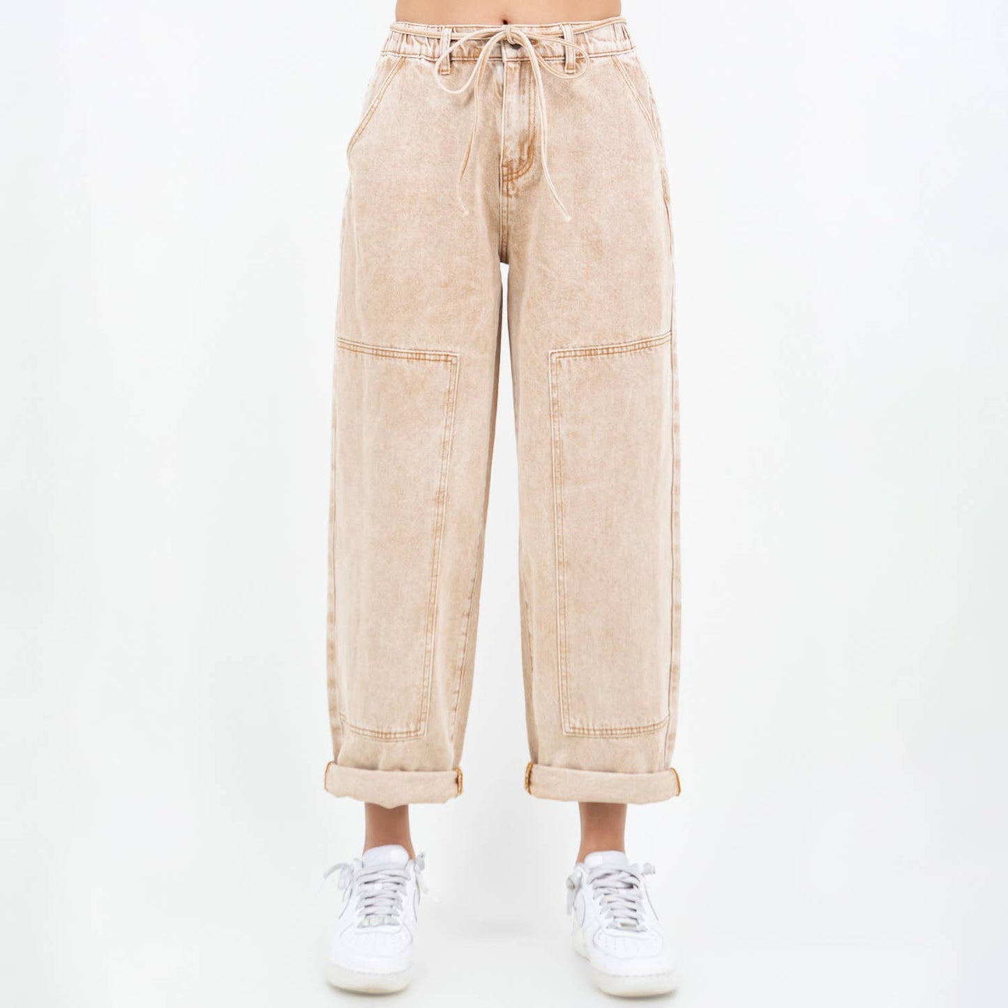 American Bazi - COLOR WASHED BARREL FIT PANTS-RJH21162