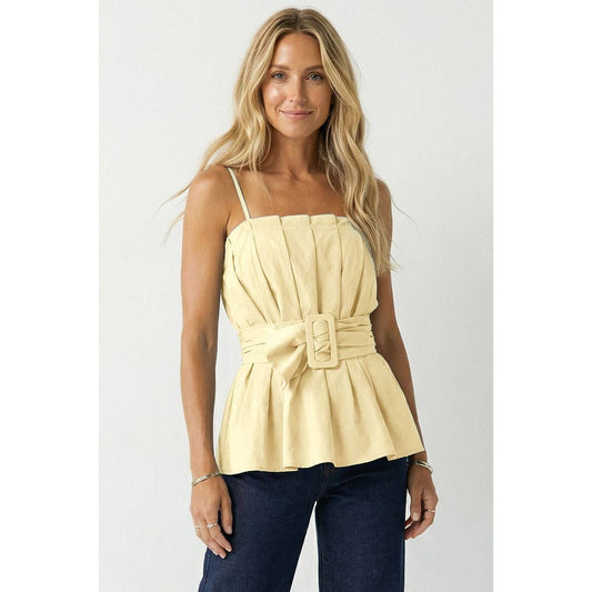 Naked Zebra - Buckle Pleated Sleeveless Top