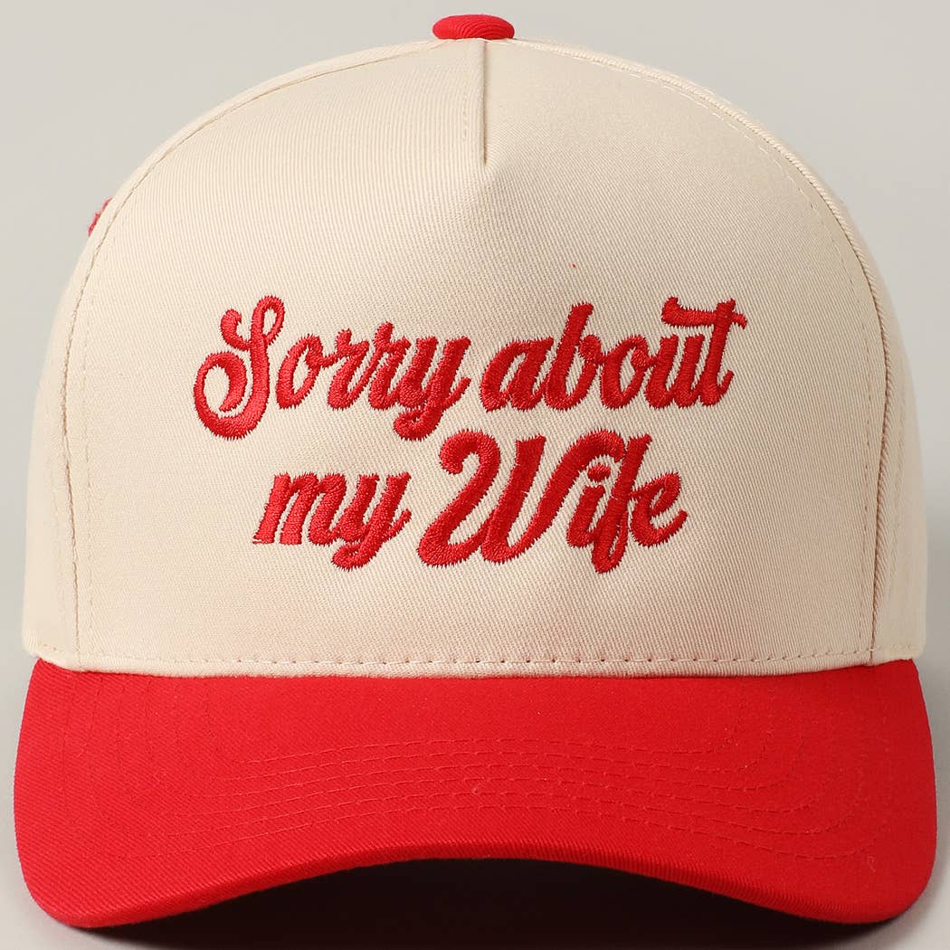 Fashion City - Sorry About My Wife / Husband Embroidery Two-Tone Canvas Cap