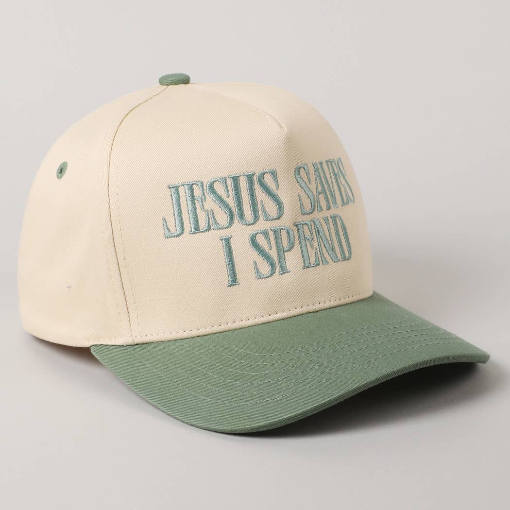 Fashion City - JESUS SAVES I SPEND Embroidery Trucker Hat
