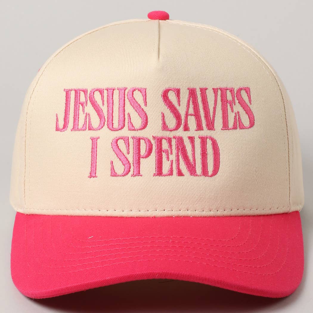 Fashion City - JESUS SAVES I SPEND Embroidery Trucker Hat