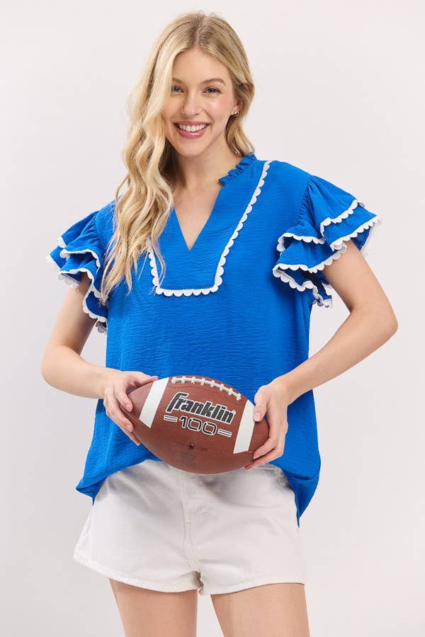 Sewn and Seen - Ruffle Sleeve Scallop Trim Top