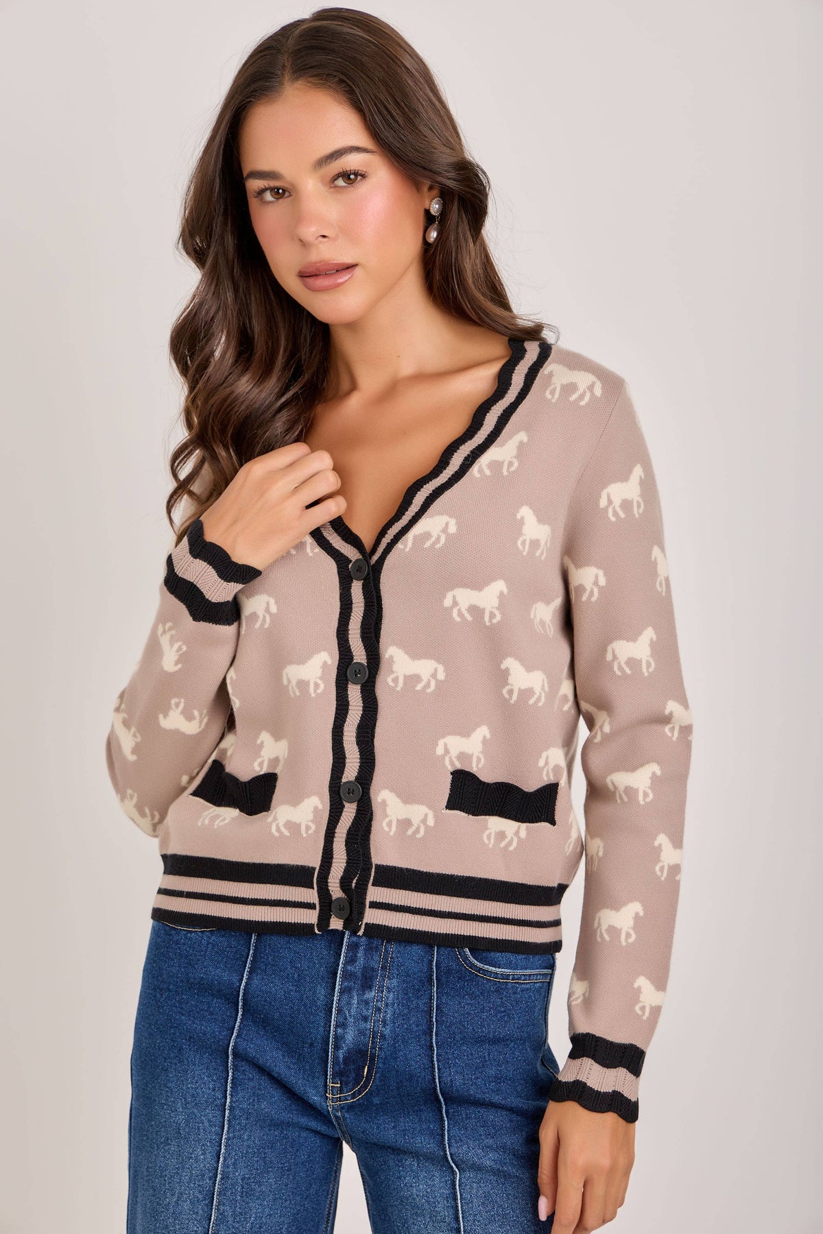 BON - SUPER SOFT HORSE PRINT KNIT CARDIGAN_JLT00386-01