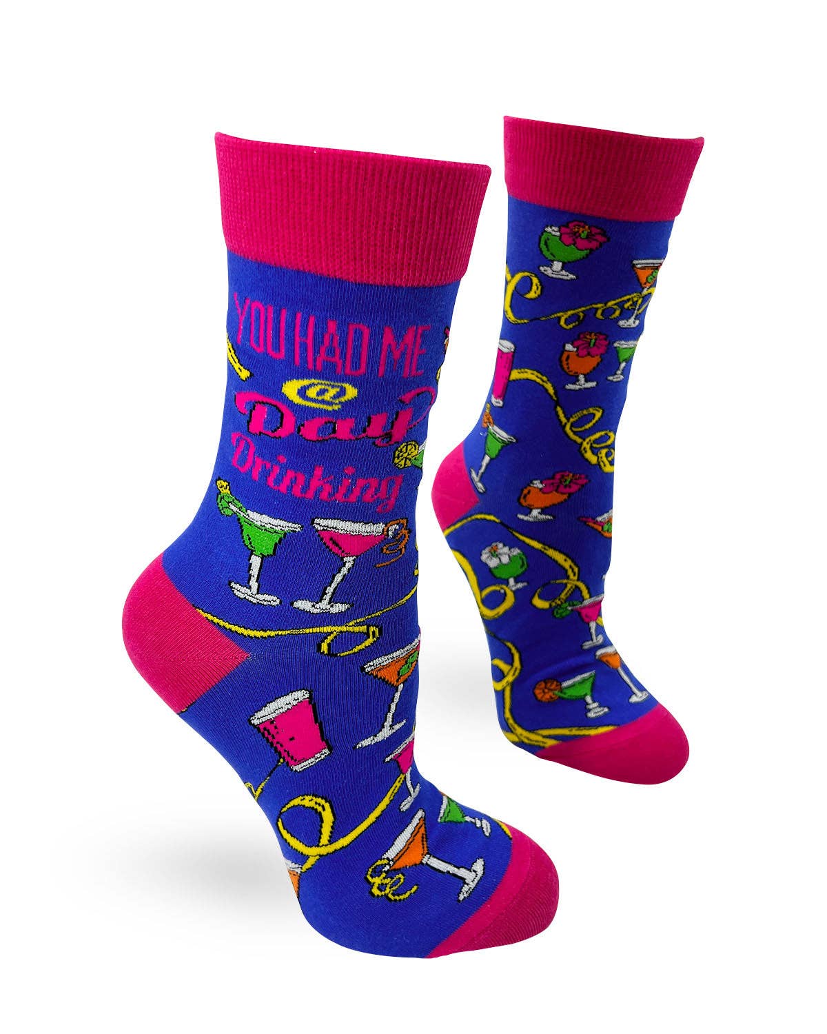 Fabdaz - Funny "You Had Me @ Day Drinking" Women's Crew Socks
