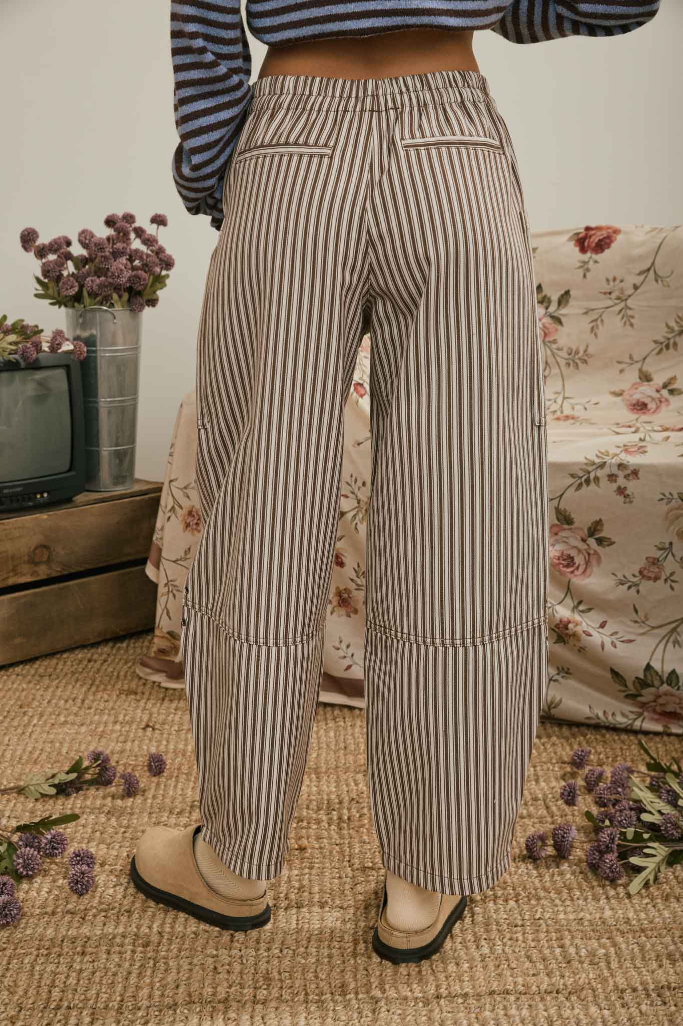 Blu Pepper - STRIPE POCKET DETAIL WIDE LEG PANTS