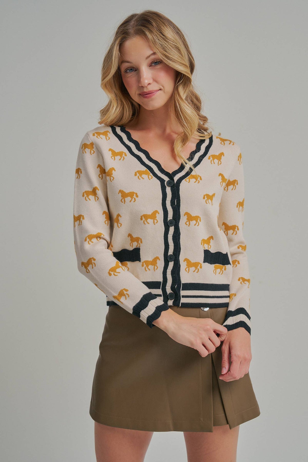 BON - SUPER SOFT HORSE PRINT KNIT CARDIGAN_JLT00386-01