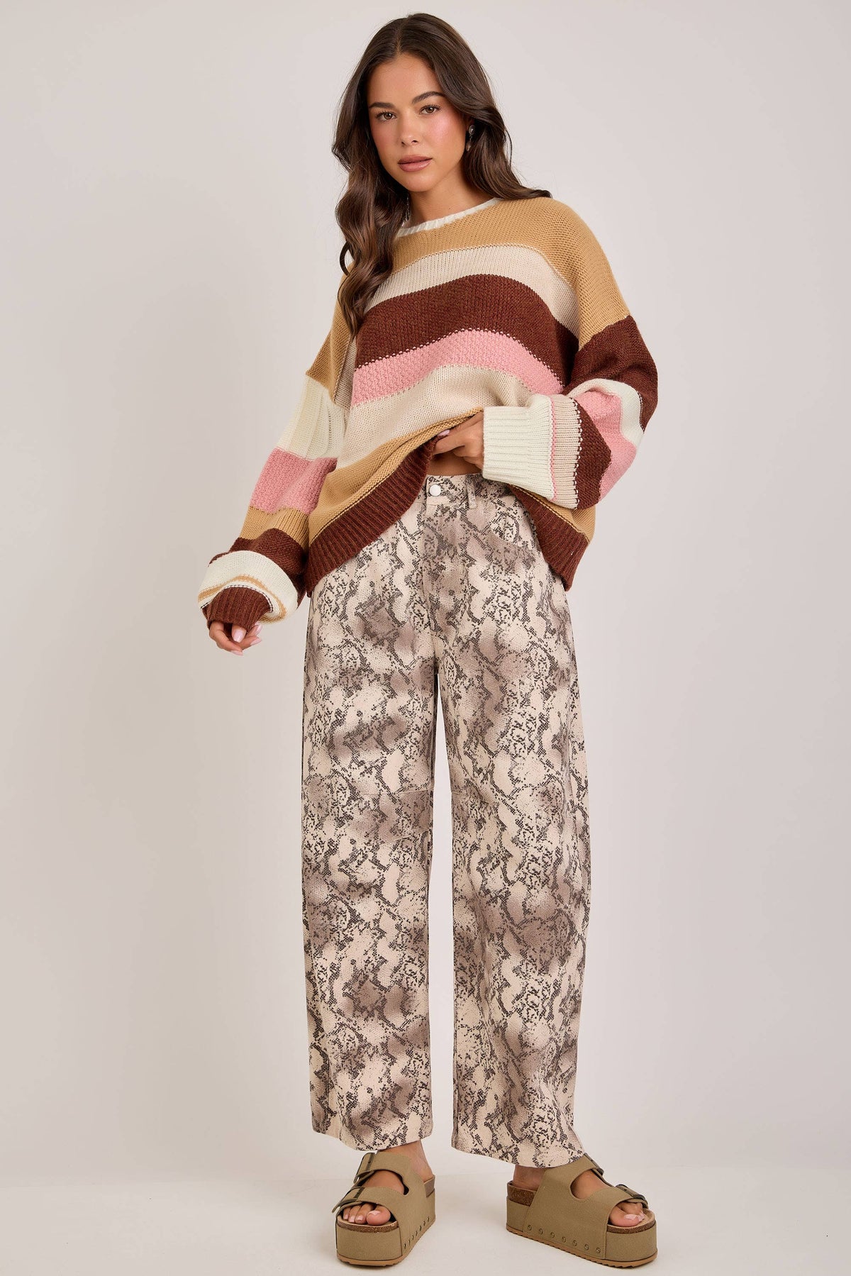 BON - VINTAGE SNAKESKIN PRINT TWILL DENIM BARREL PANTS_JLB80045-01
