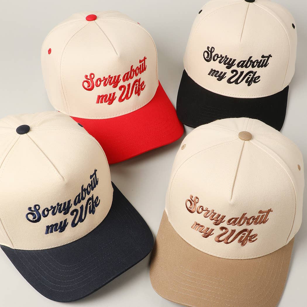 Fashion City - Sorry About My Wife / Husband Embroidery Two-Tone Canvas Cap