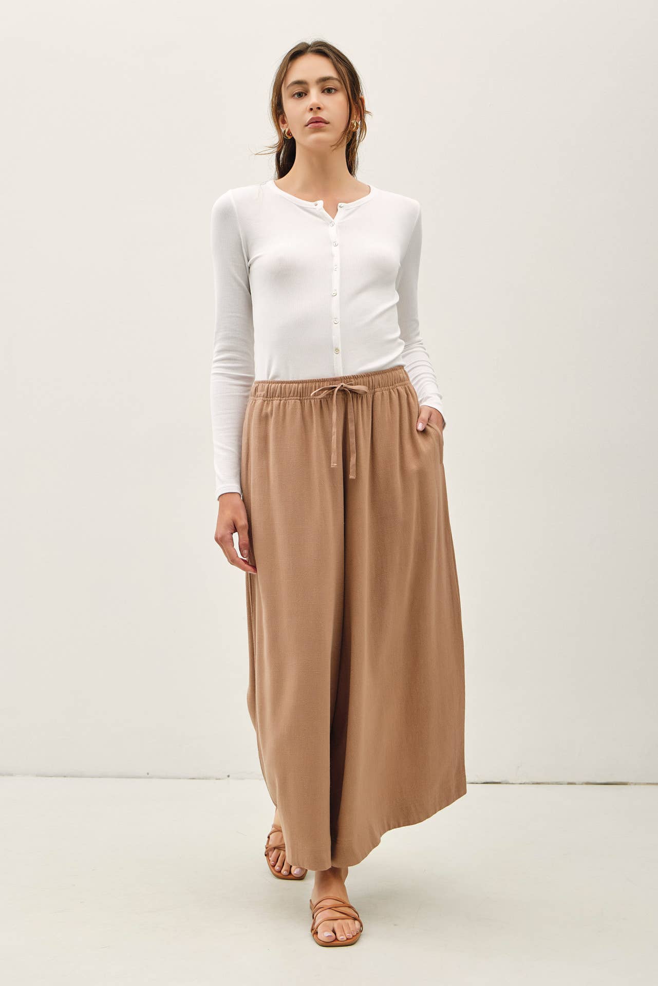 Be Cool - LINEN BLEND CROPPED PALAZZO PANTS