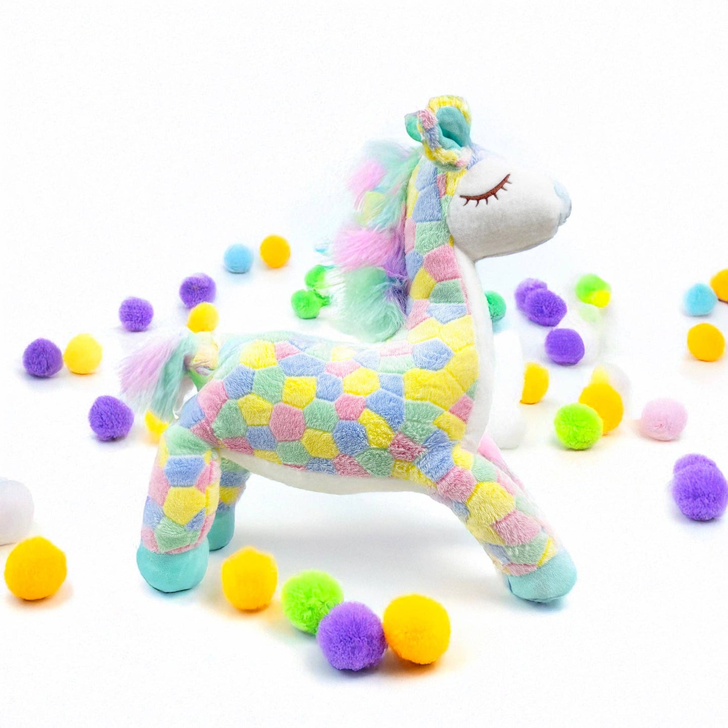 FLUFFERY - Lying Rainbow Giraffe Plush Toy (24" / 60 cm)