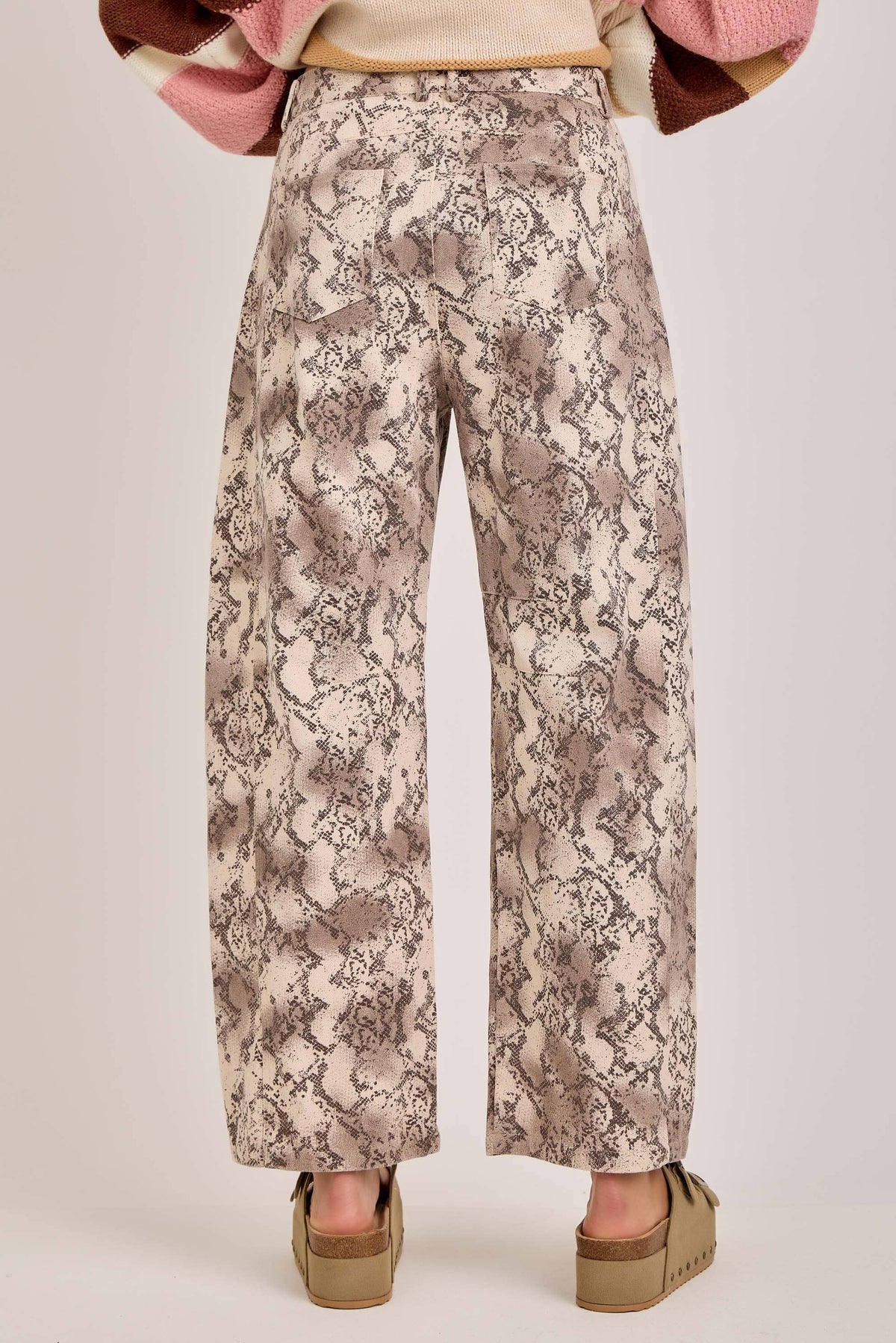 BON - VINTAGE SNAKESKIN PRINT TWILL DENIM BARREL PANTS_JLB80045-01