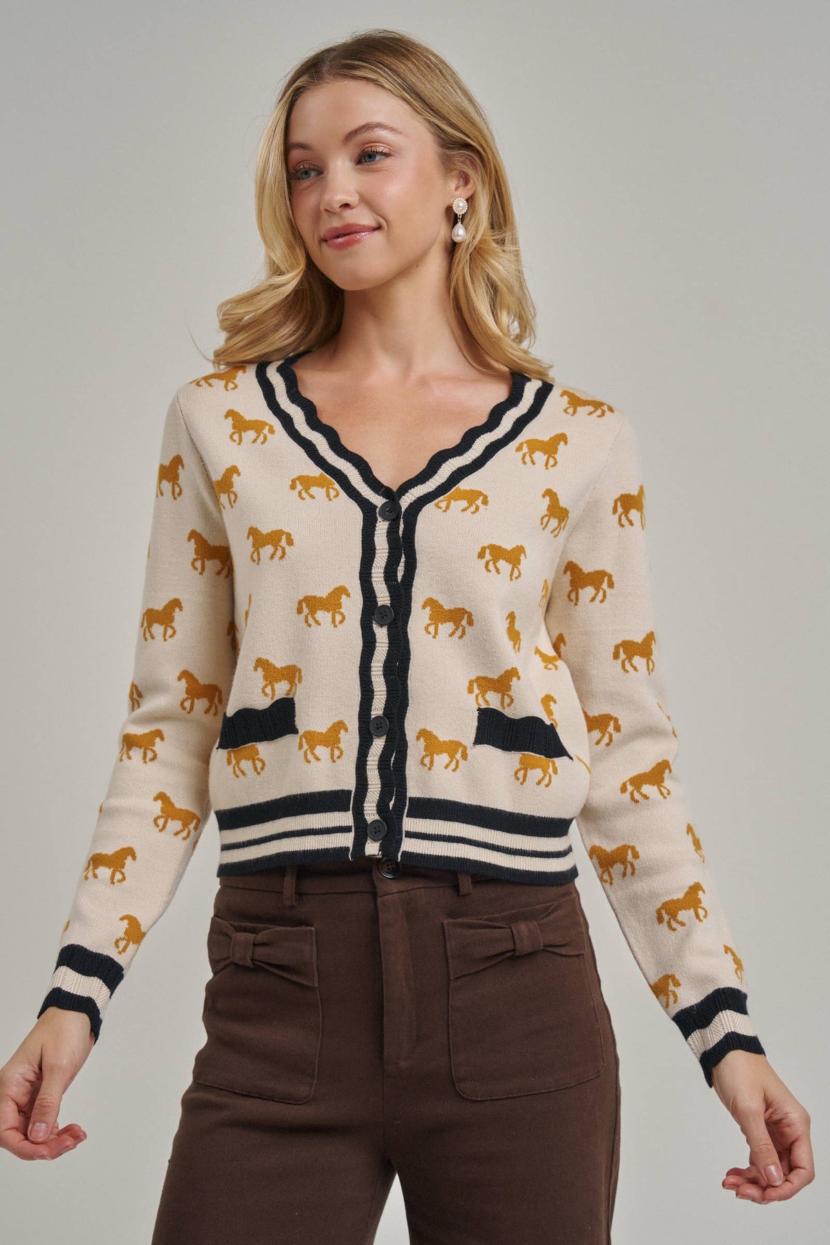 BON - SUPER SOFT HORSE PRINT KNIT CARDIGAN_JLT00386-01