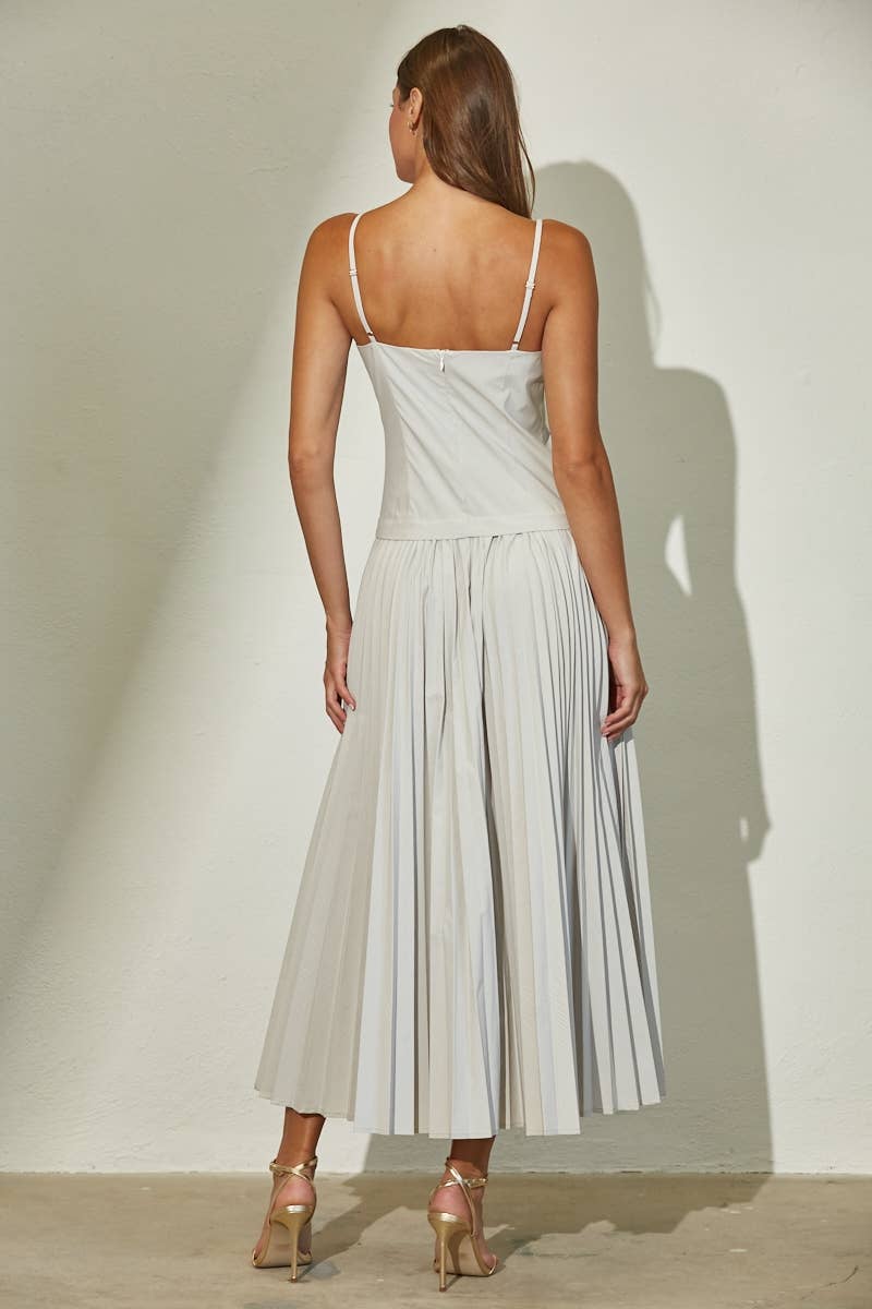 Edit by Nine - Woven Stretch Midi Dress with Pleated Skirt