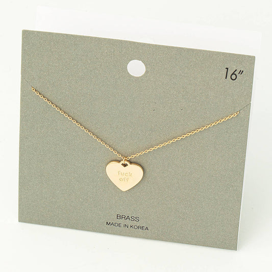 Fame Accessories - Fuck Off Heart Pendant Necklace