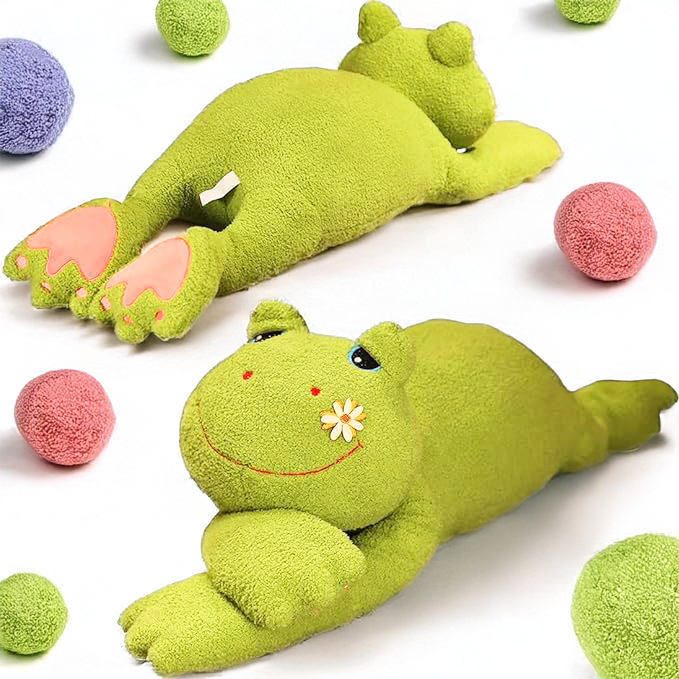 FLUFFERY - Green Frog Plush Sleeping Pillow (39" / 100 cm) Furry Gift