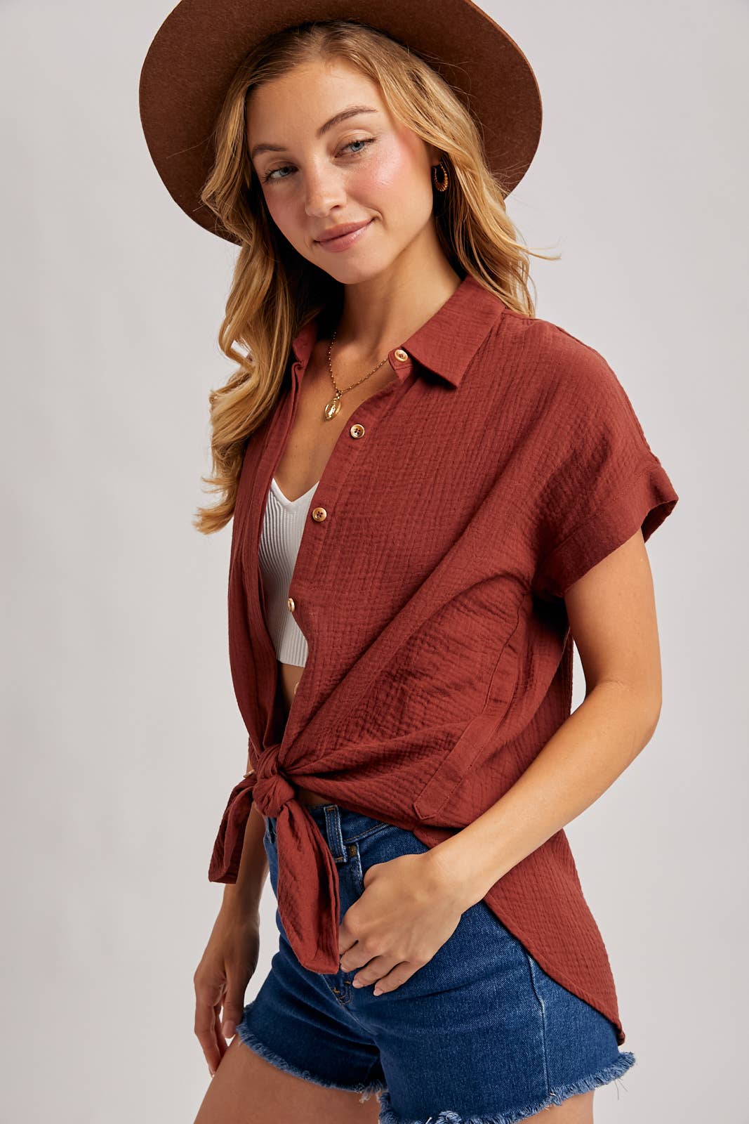 Bluivy - ESSENTIAL BUTTON UP COTTON SHIRT