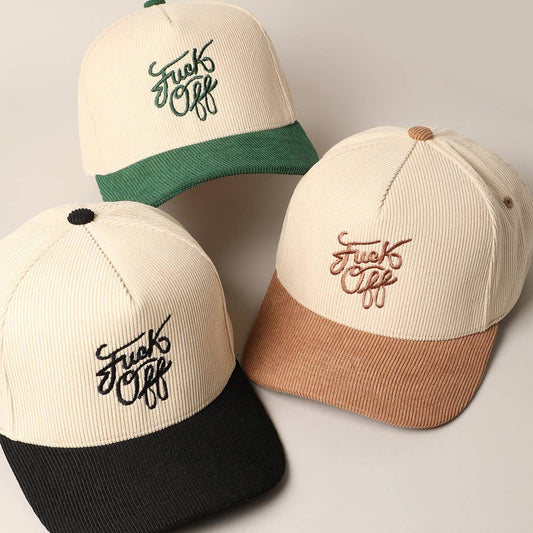 Fashion City - Fuck Off Corduroy Trucker Baseball Cap