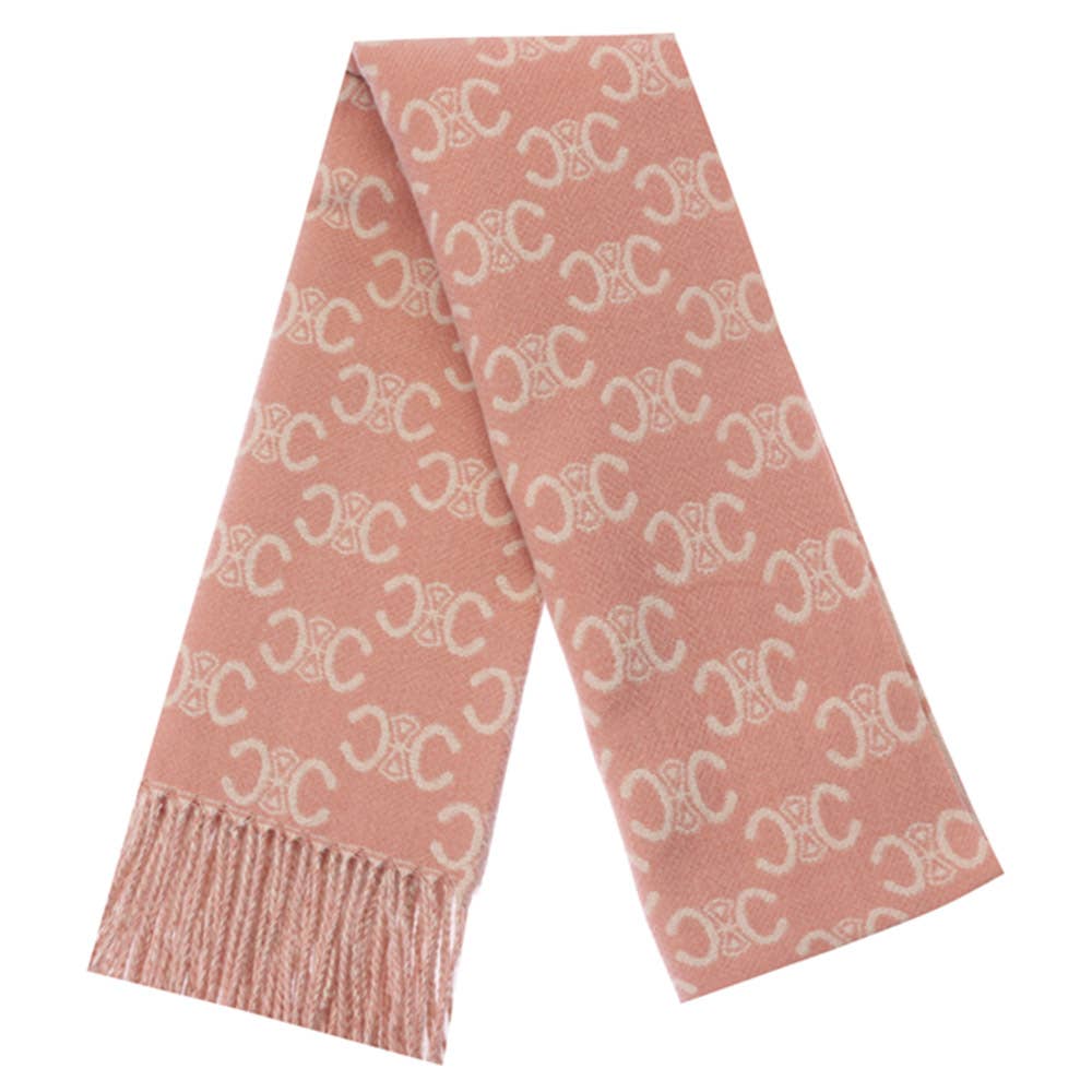 JOIA ACCESSORIES - SIMBOL MONOGRAM FRINGE OBLONG SCARF, LVSC 153
