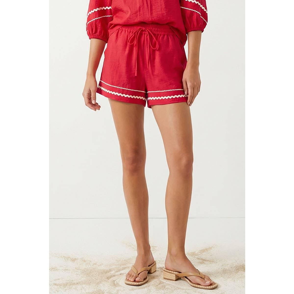 Naked Zebra - Contrast Trim Linen Shorts