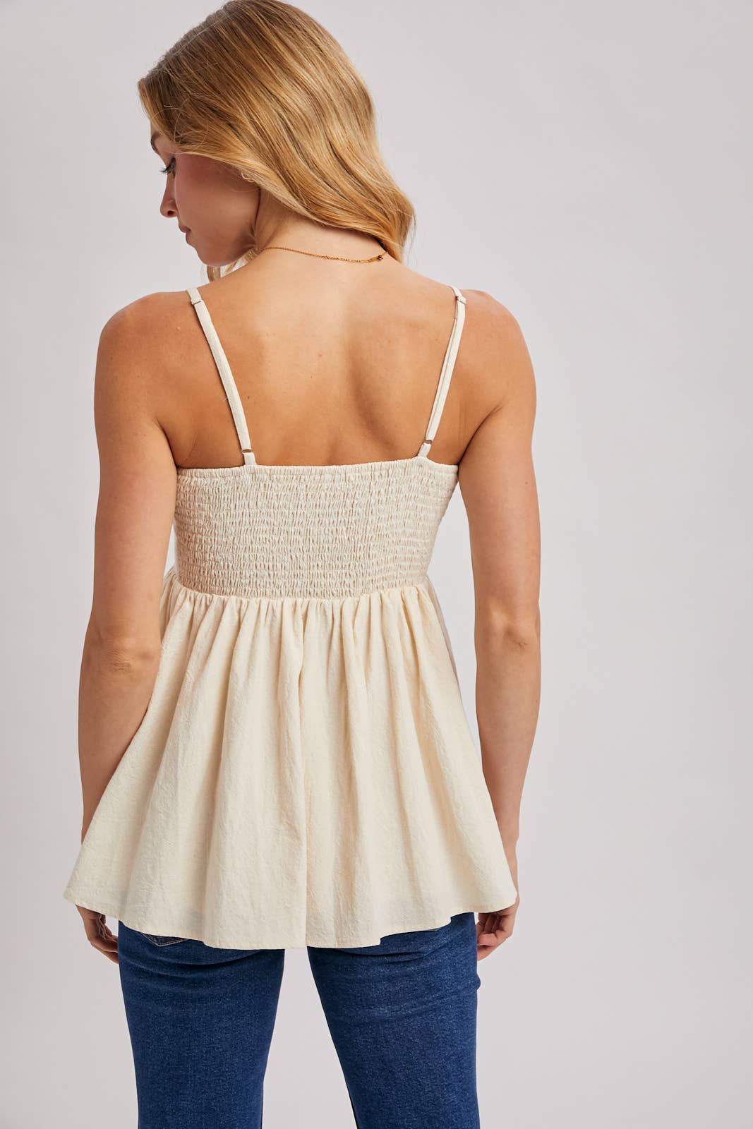 Bluivy - FLORAL EMBROIDERED SLEEVELESS PEPLUM TOP