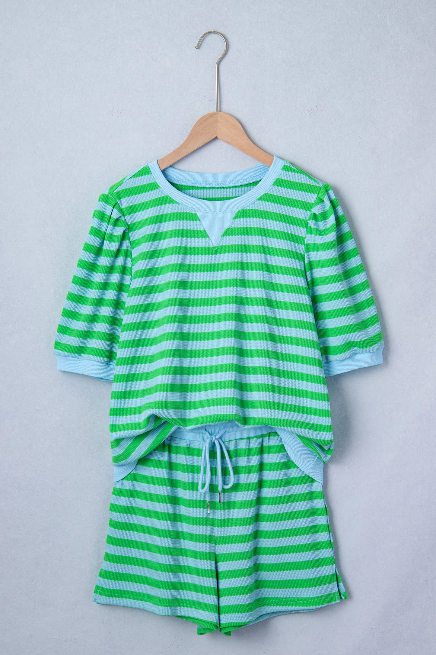 Little Daisy Closet - LDC Stripe Spring Puff Sleeve Shirt Matching Shorts Set|S-4X